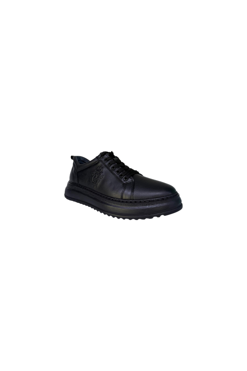 ERKEK HAKİKİ DERİ SİYAH POLİ TABAN SNEAKER
