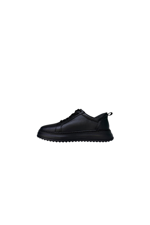 ERKEK HAKİKİ DERİ SİYAH POLİ TABAN SNEAKER